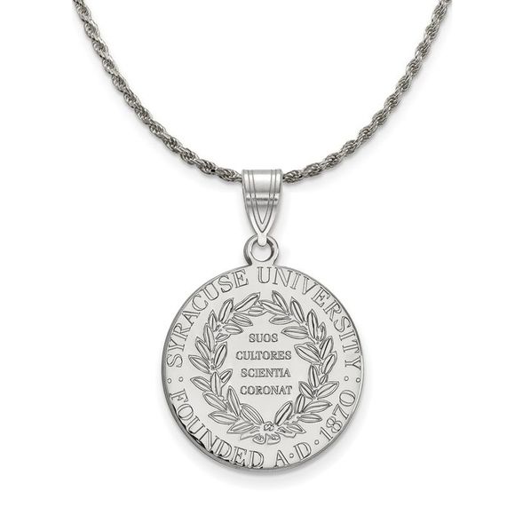 Sterling Silver Syracuse U. Large Crest Pendant Necklace - 18 In